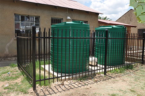 One of the schools painted with TradePro Roof & More. Water storage tanks were also installed by Plascon to assist with rainwater harvesting.